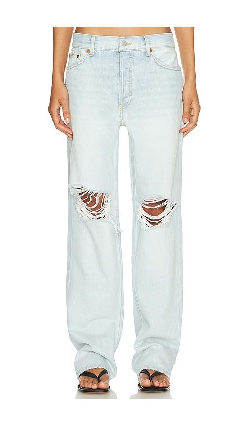 re/done loose long wide leg leg jeans in denim-light.