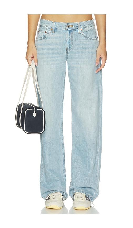 re/done loosie wide straight leg jeans in blue.