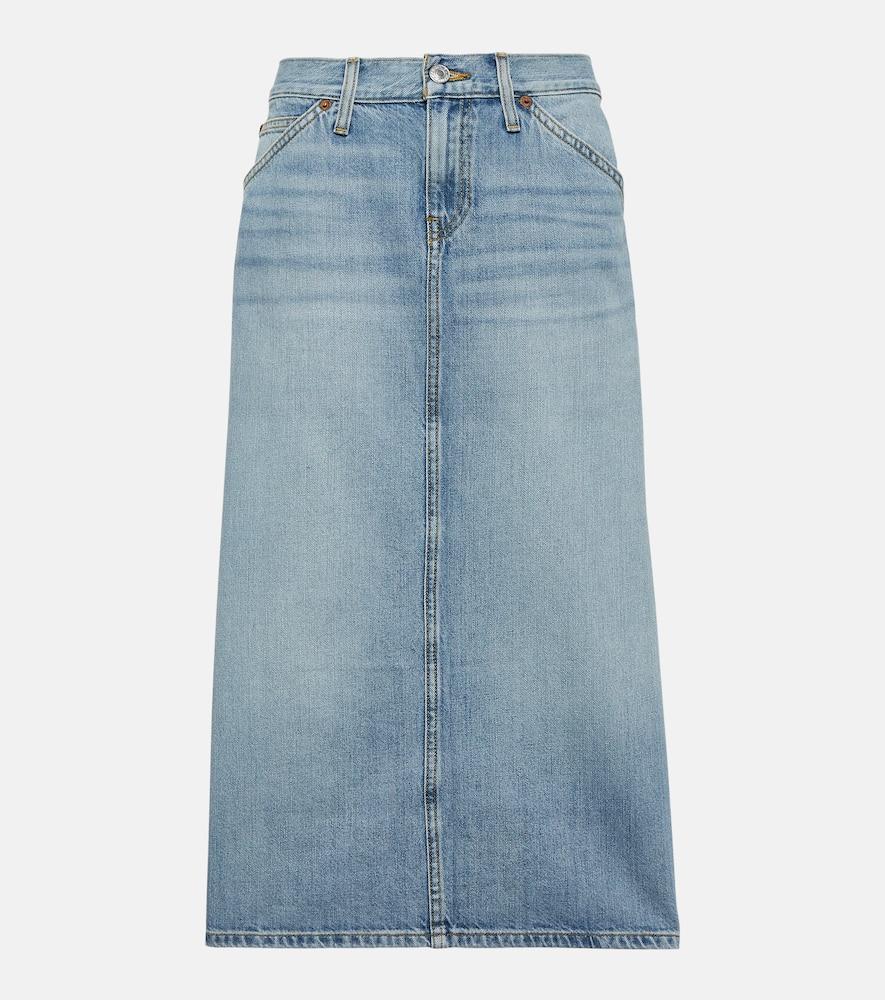 re/done low rider denim midi skirt