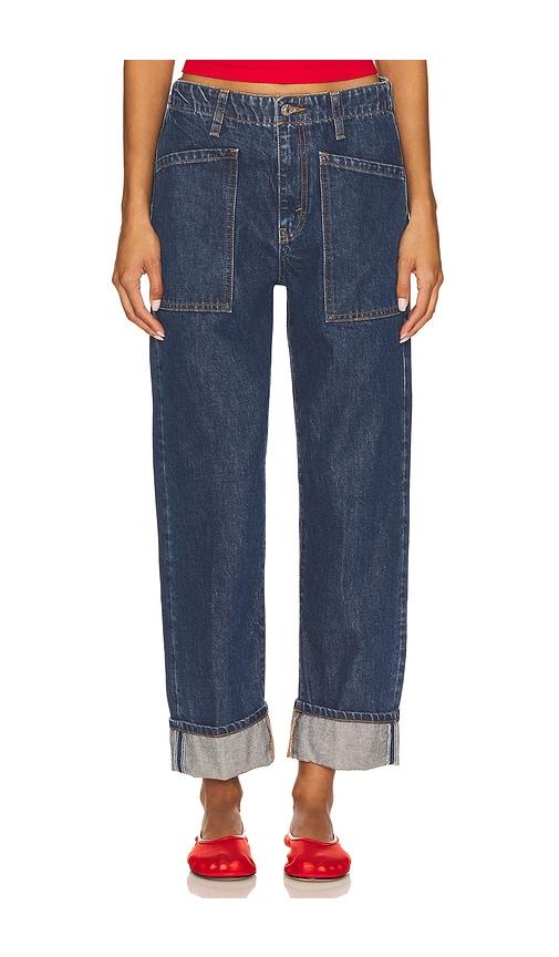 re/done originals the bender straight jeans in blue.