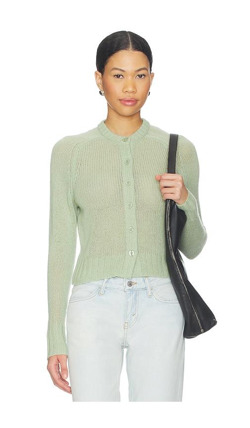 re/done slim cashmere cardigan in sage.