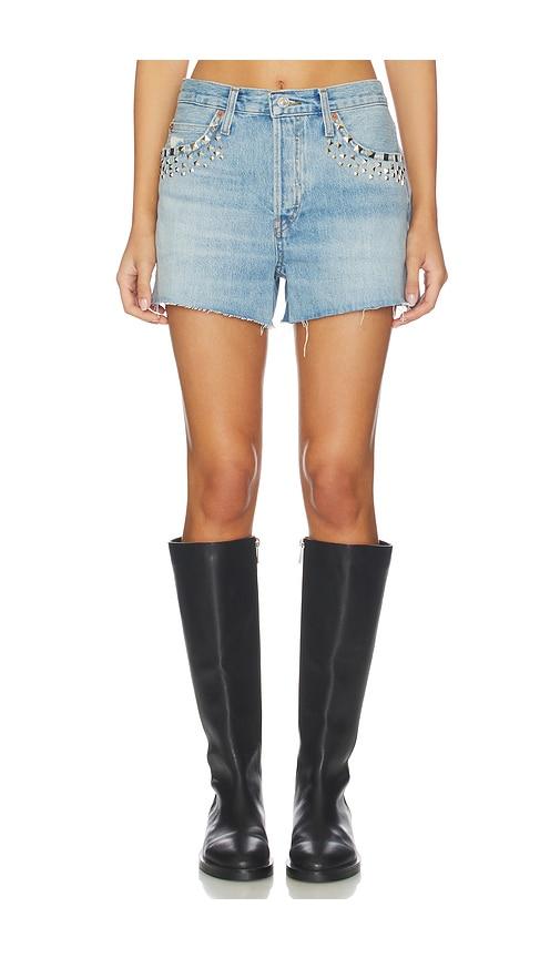 re/done the breezy short in blue.