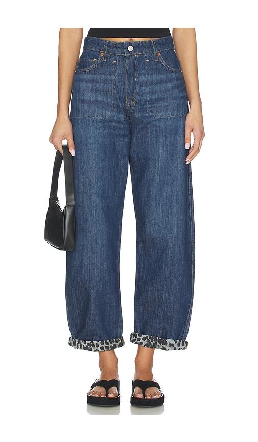 re/done the rewind barrel jean in blue.