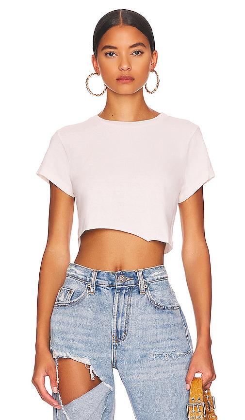 re/done x hanes cropped 60's slim tee in white.