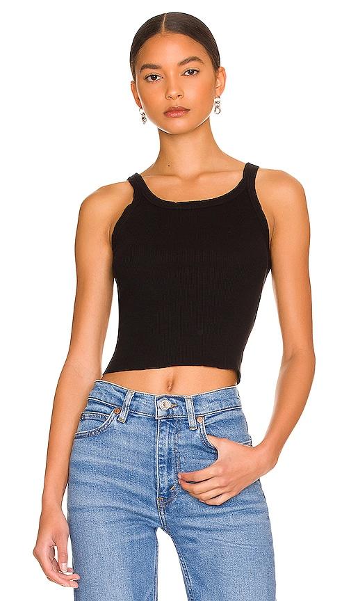 re/done x hanes cropped rib tank in black.