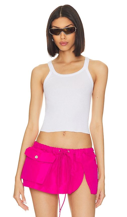 re/done x hanes cropped rib tank in white.