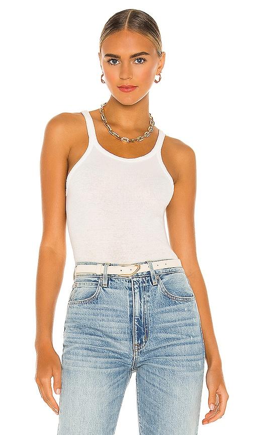 re/done x hanes ribbed tank in white.