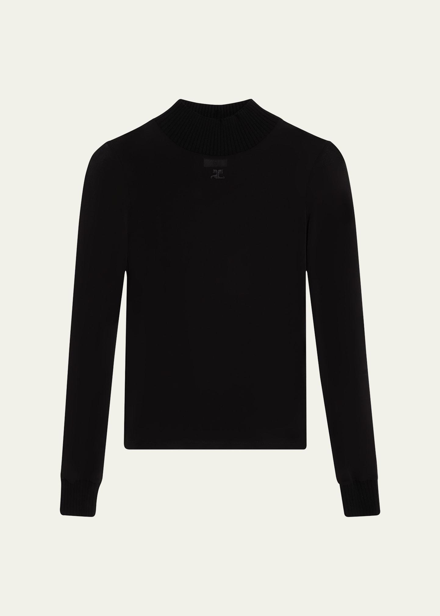 re-edition mock-neck long-sleeve fitted top