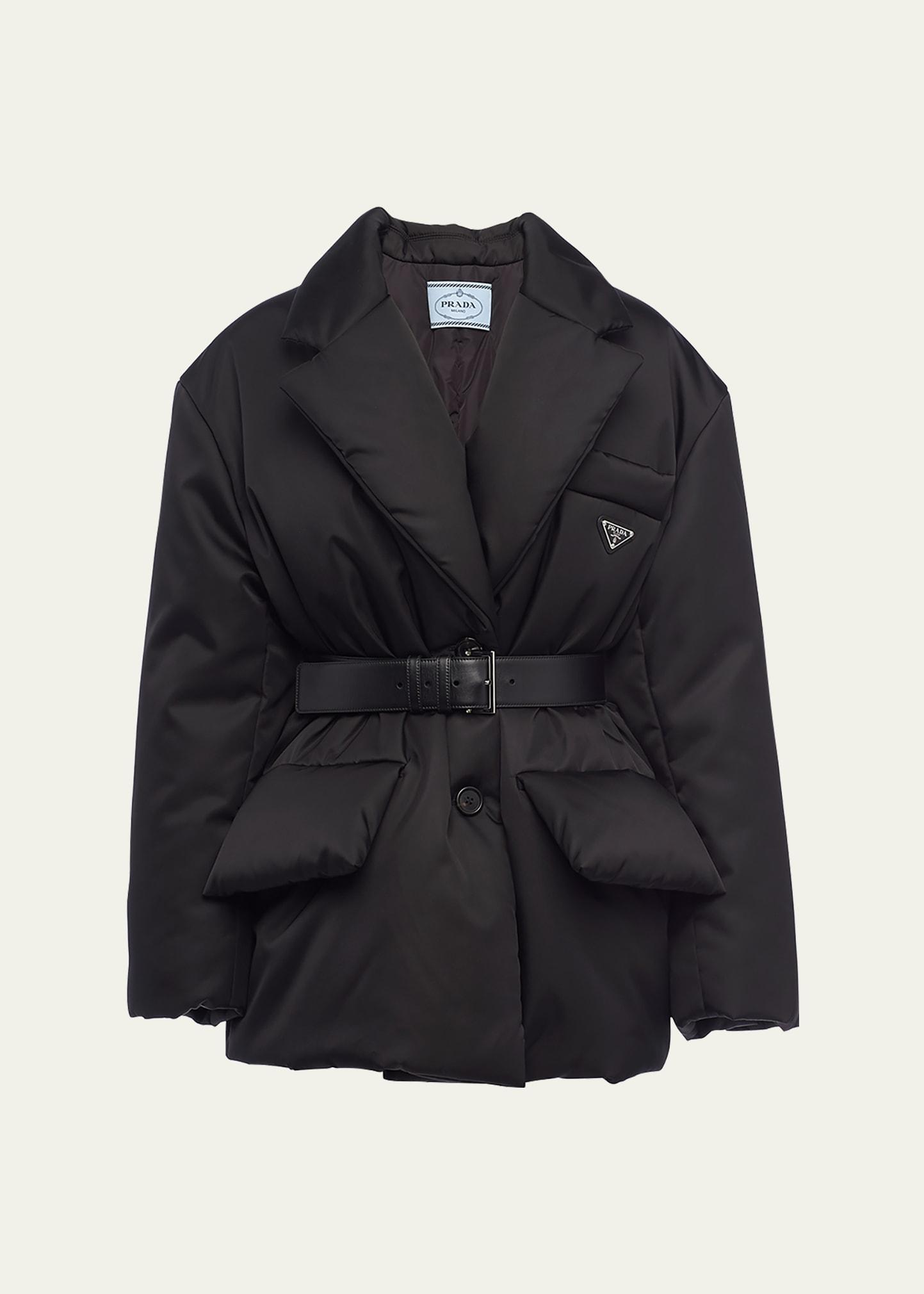 re-nylon belted down jacket