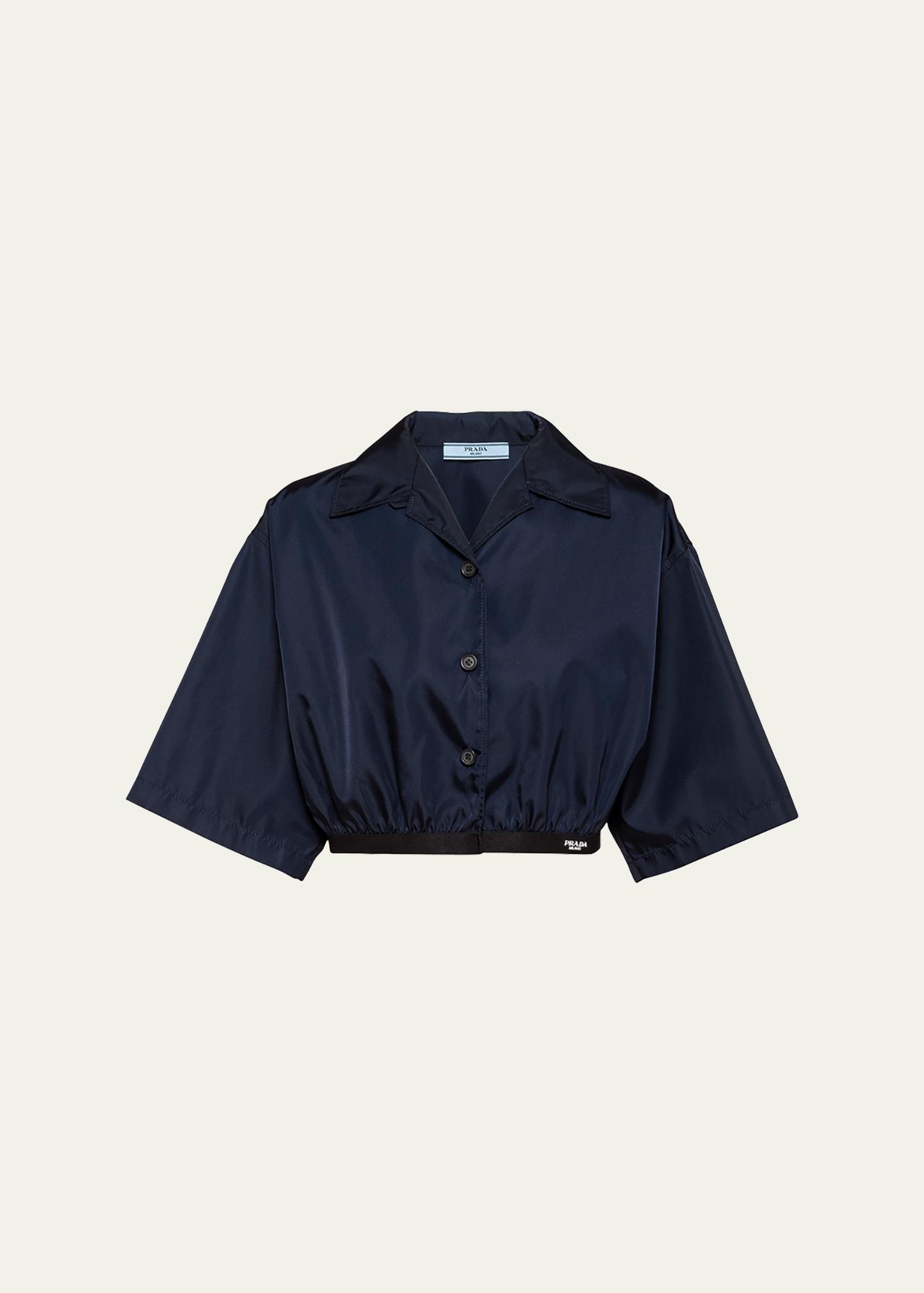 re-nylon crop collared top