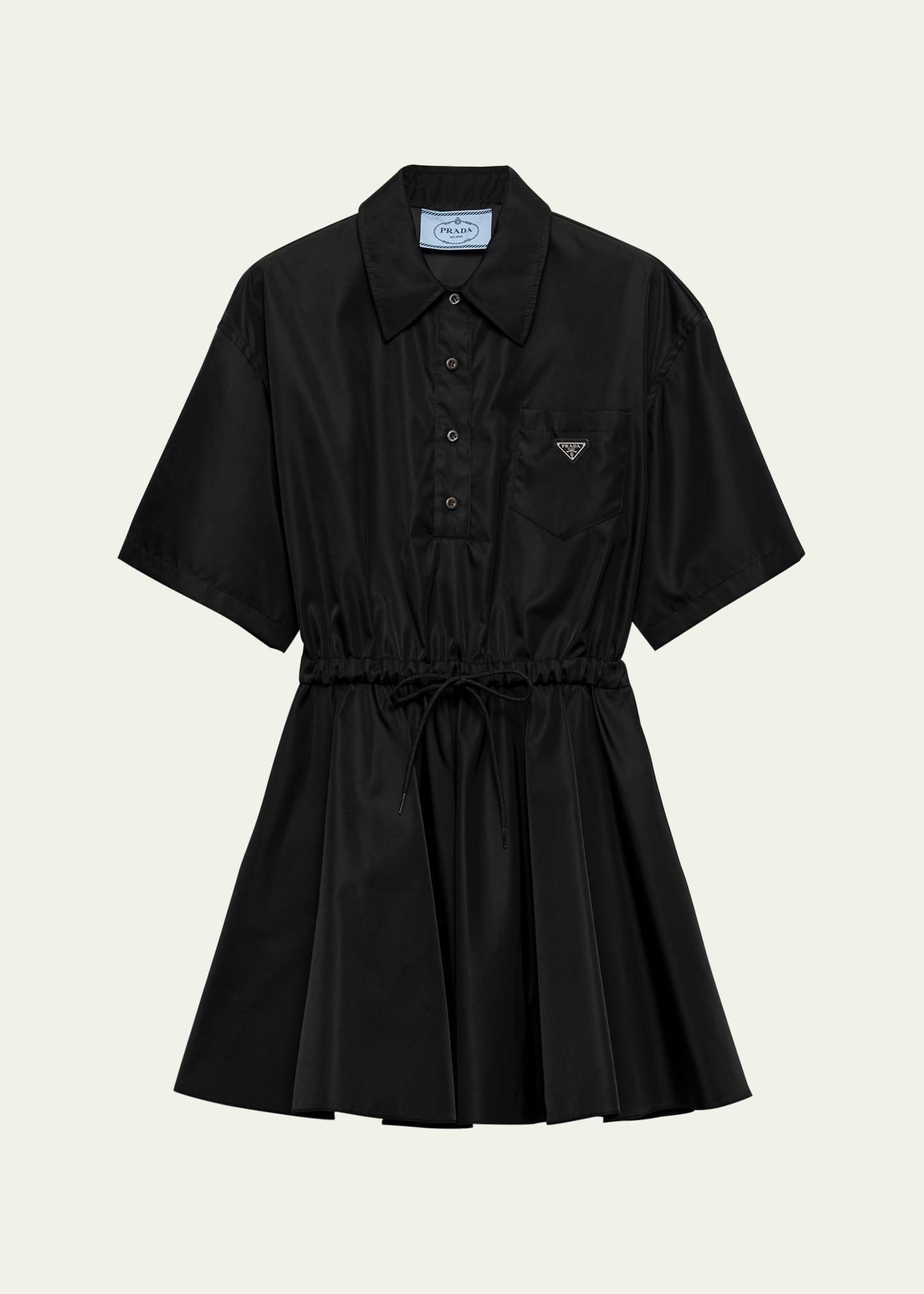 re-nylon drawstring fit-flare mini dress