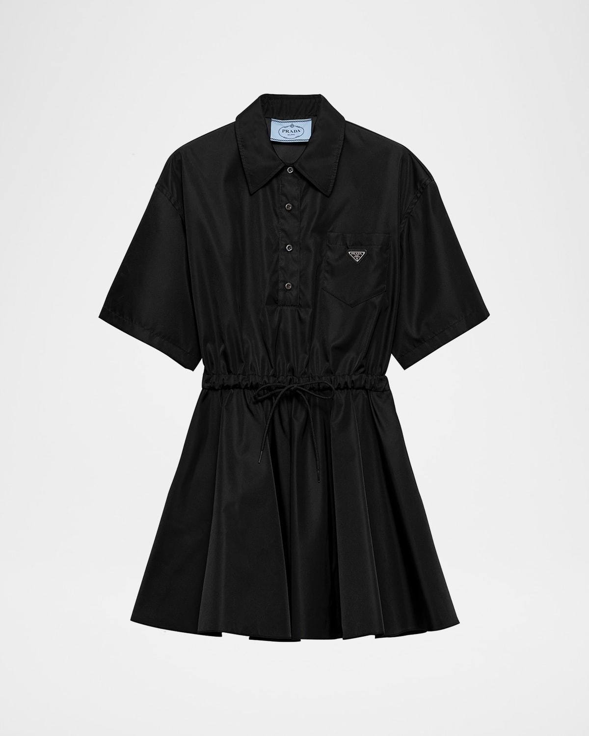 re-nylon drawstring fit-flare mini dress