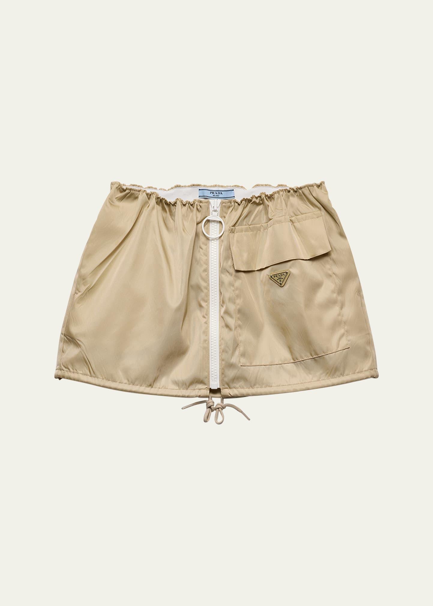 re-nylon drawstring mini skirt