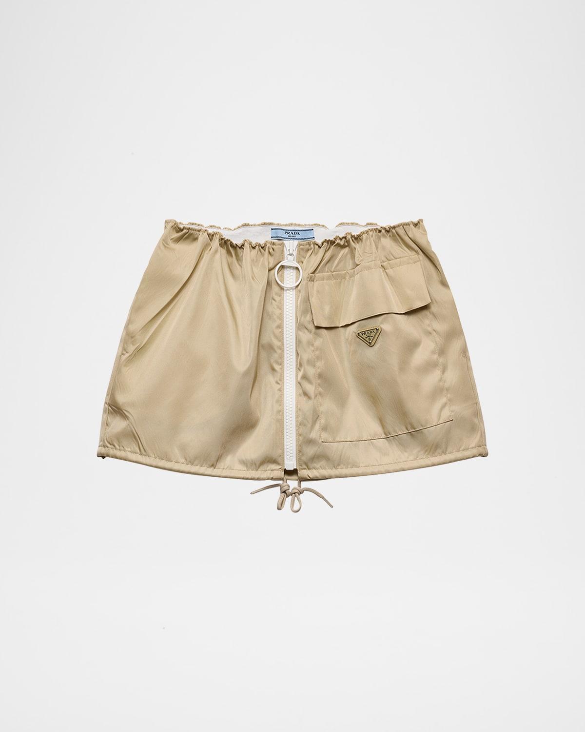 re-nylon drawstring mini skirt