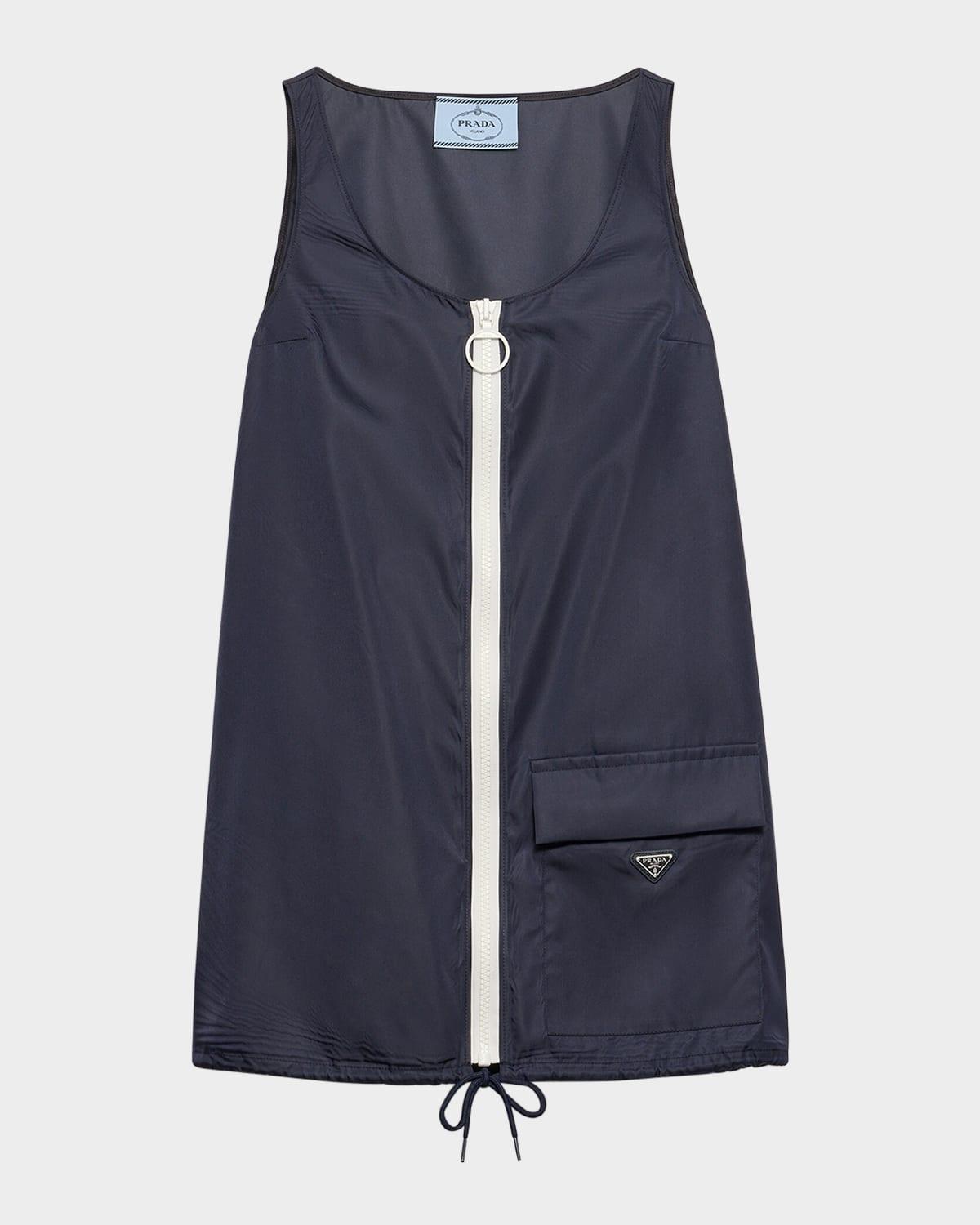 re-nylon sleeveless zip-front mini dress