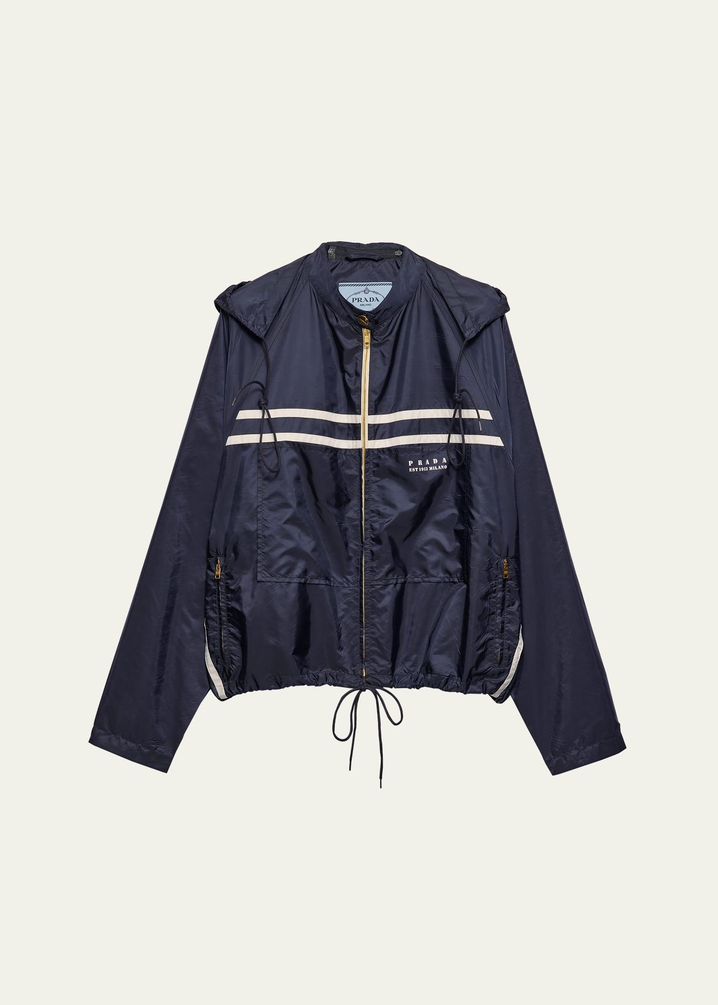 re-nylon stripe hooded jacket