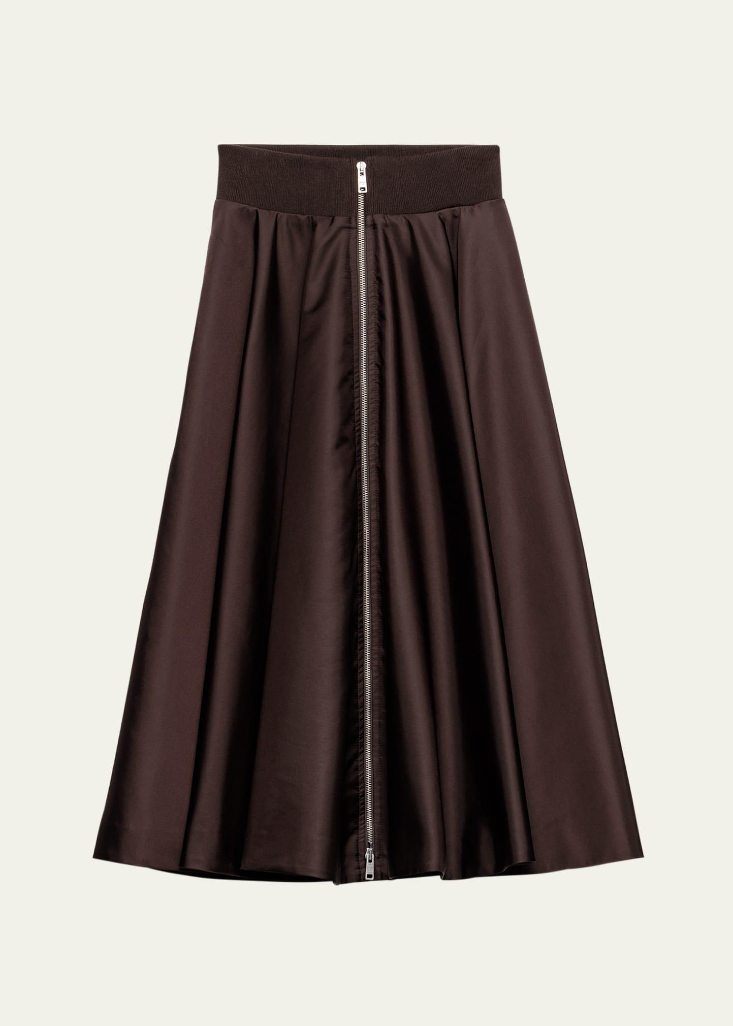 re-nylon zip-front midi skirt