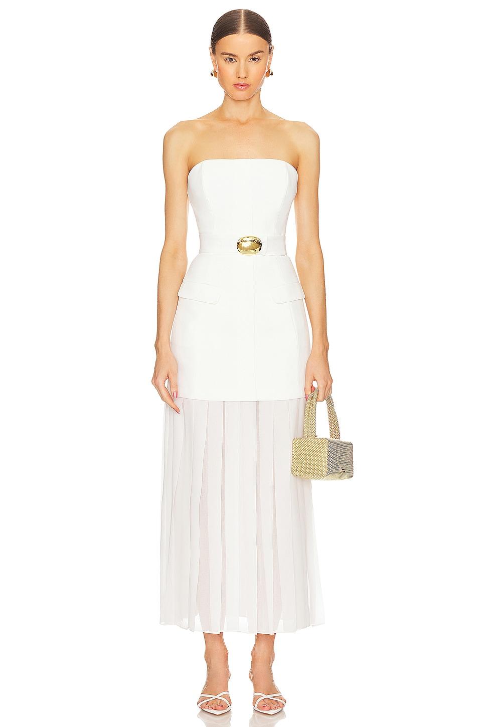 reagan strapless mini dress with pleated skirt