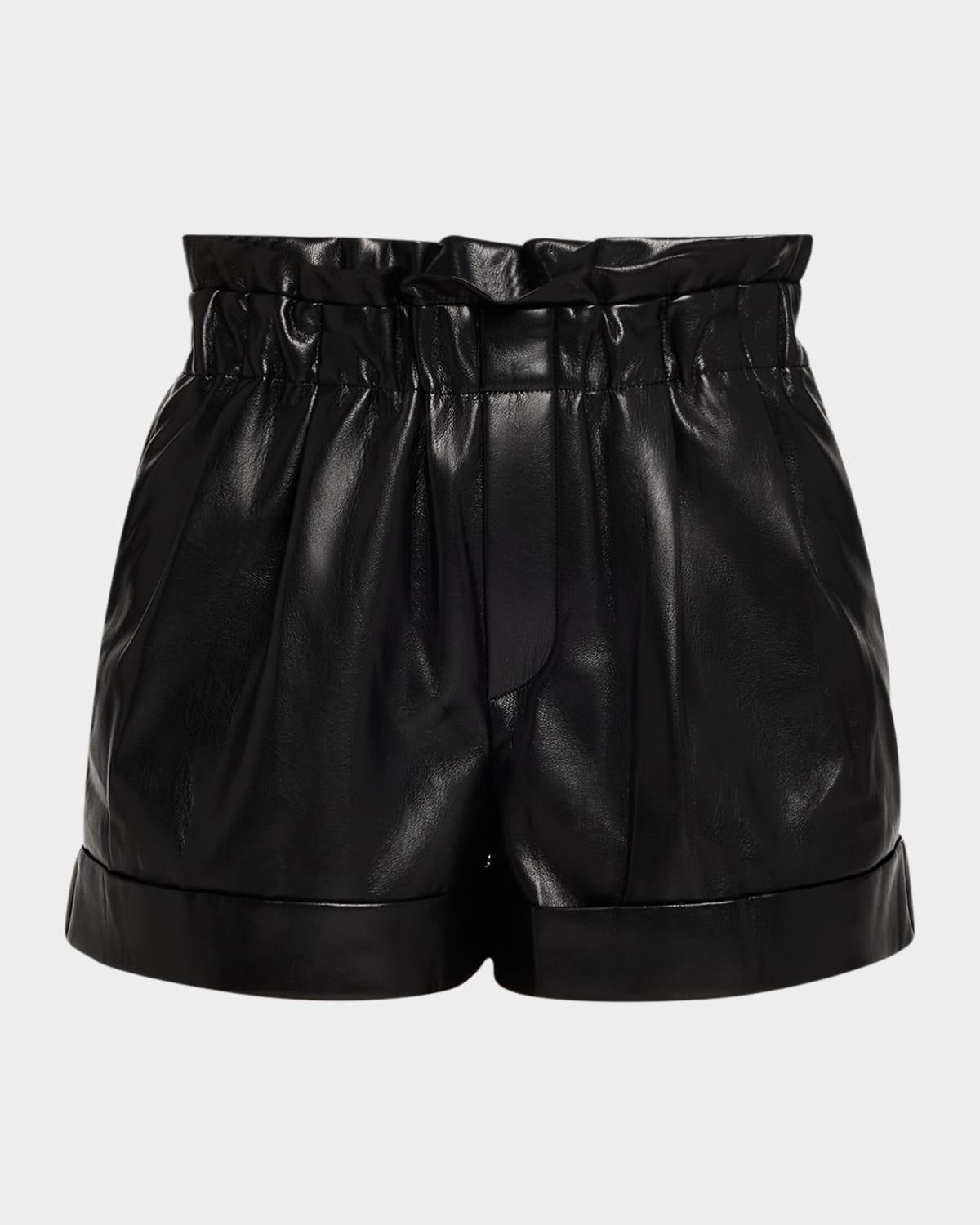 reagan vegan leather paperbag shorts