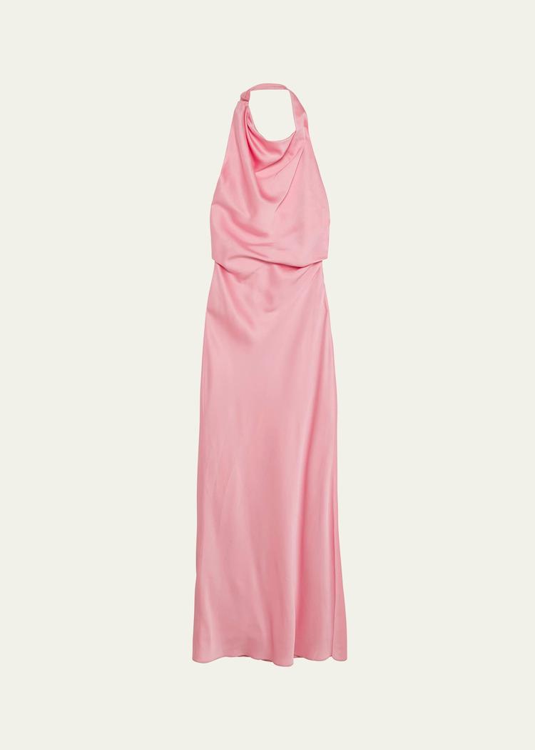 reannon draped satin halter gown