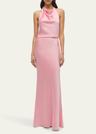 reannon draped satin halter gown