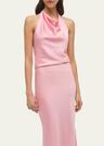 reannon draped satin halter gown