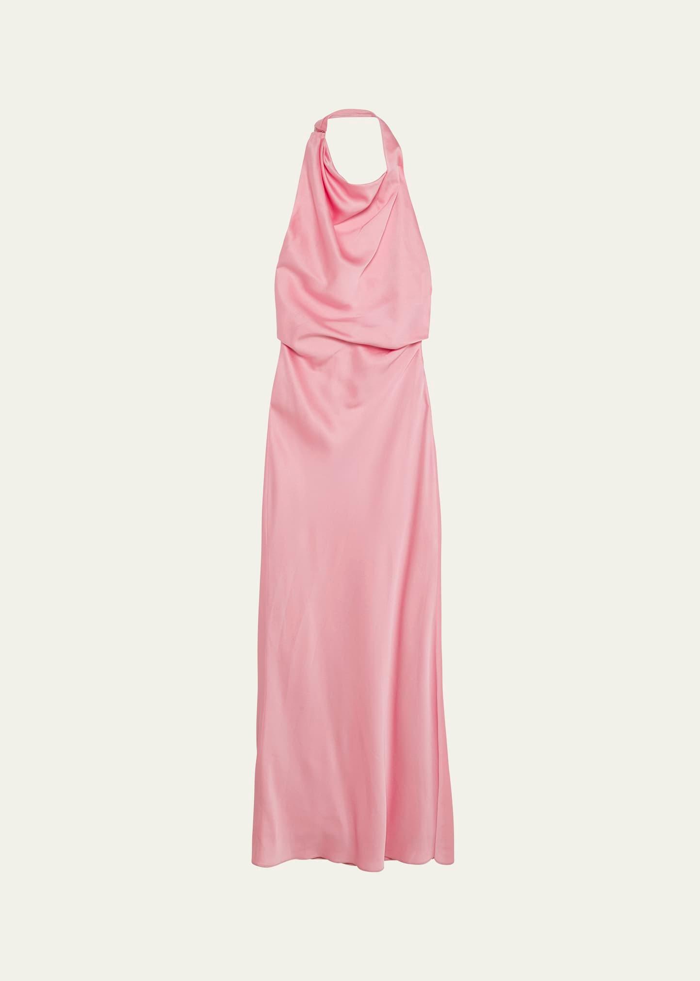 reannon draped satin halter gown