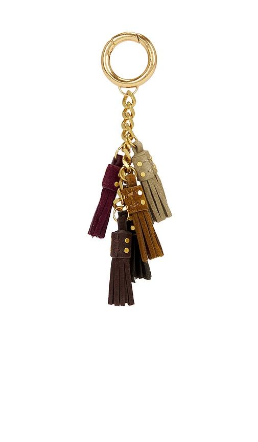 rebecca minkoff multi tassel bag charm in brown.