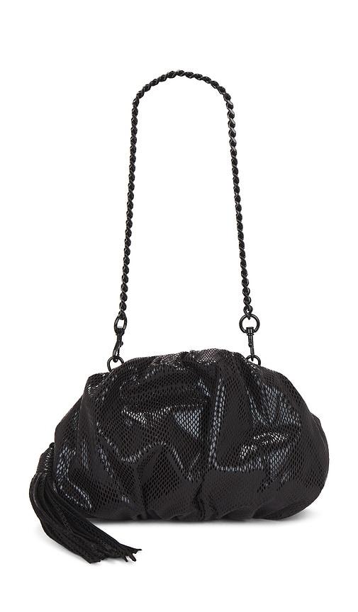 rebecca minkoff ruched small clutch in black.