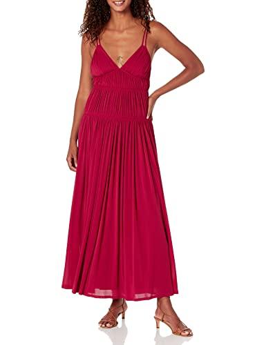 rebecca taylor women's ruched mesh maxi dress, hibiscus, 2