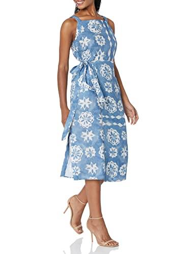 rebecca taylor women's wrap dress, paper fleur delphinium blue combo, small