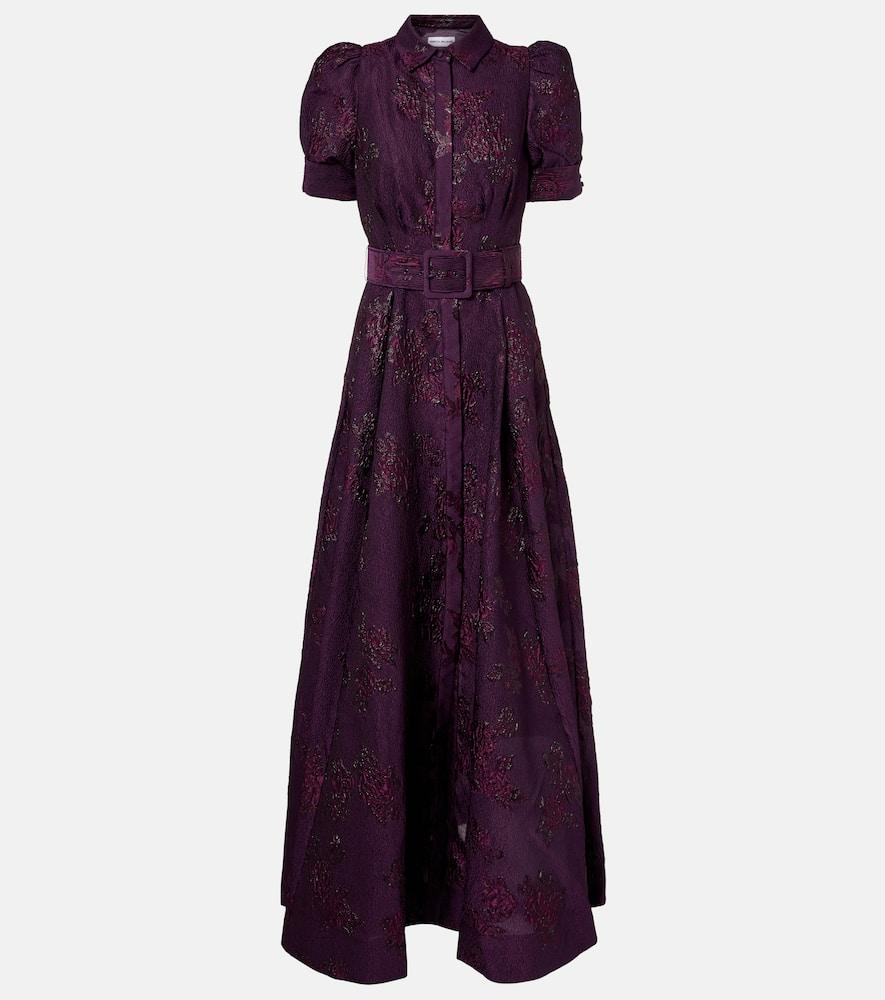 rebecca vallance afina belted floral brocade gown