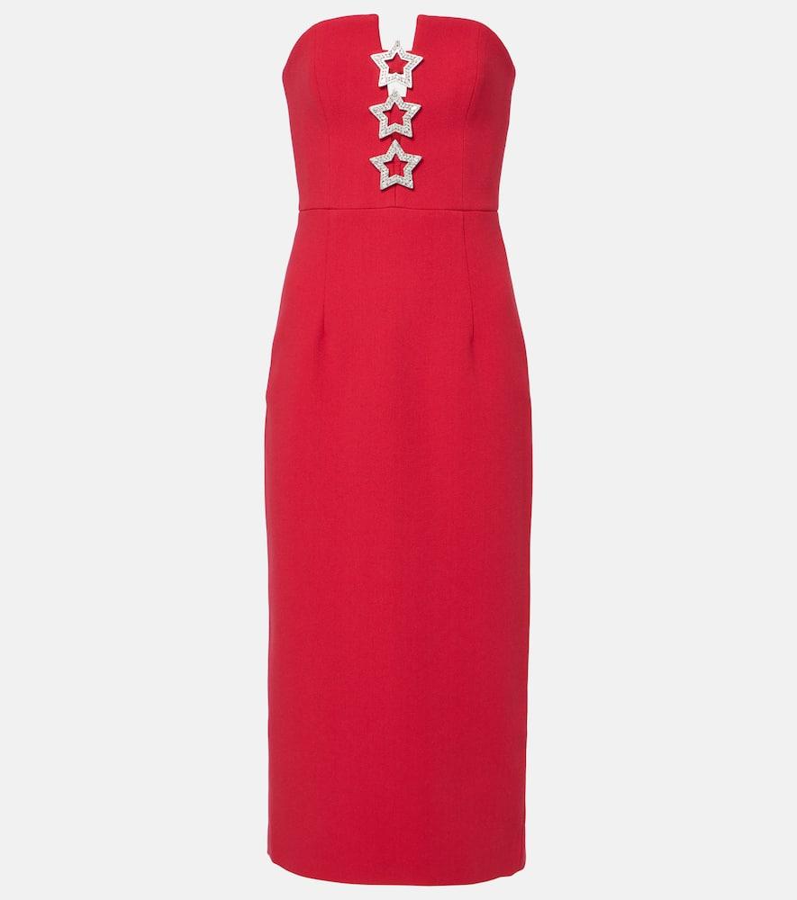 rebecca vallance akari embellished strapless crepe midi dress