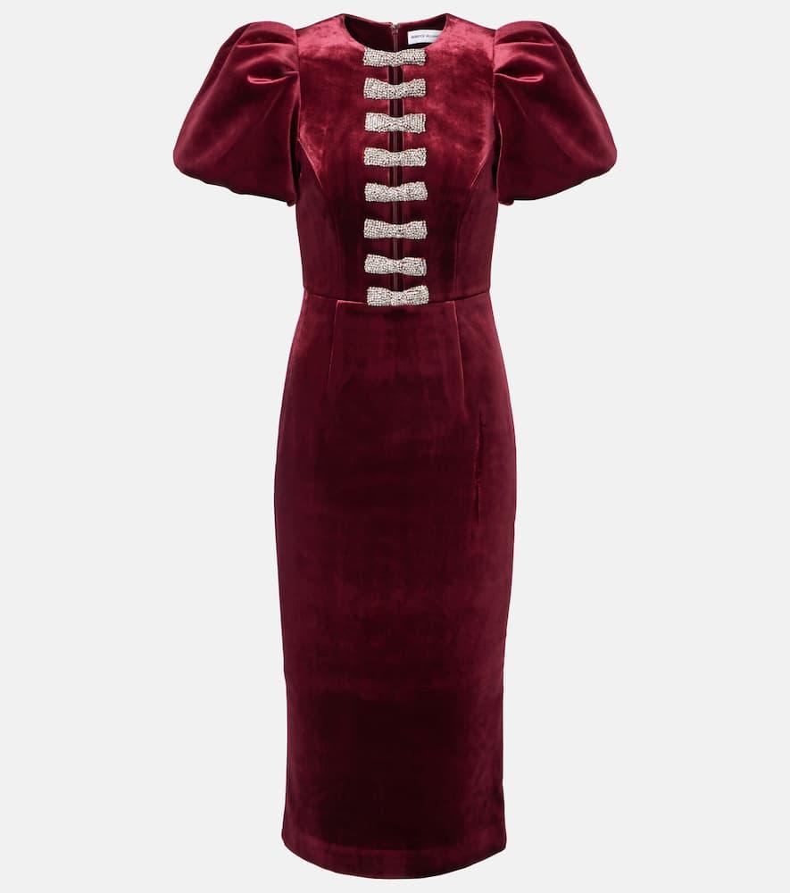 rebecca vallance edwiena embellished velvet midi dress