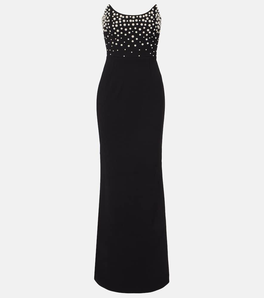rebecca vallance lynette embellished crêpe bustier gown
