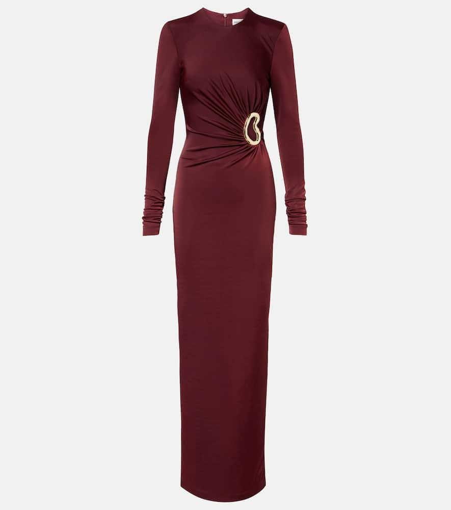 rebecca vallance mischa embellished gathered jersey gown