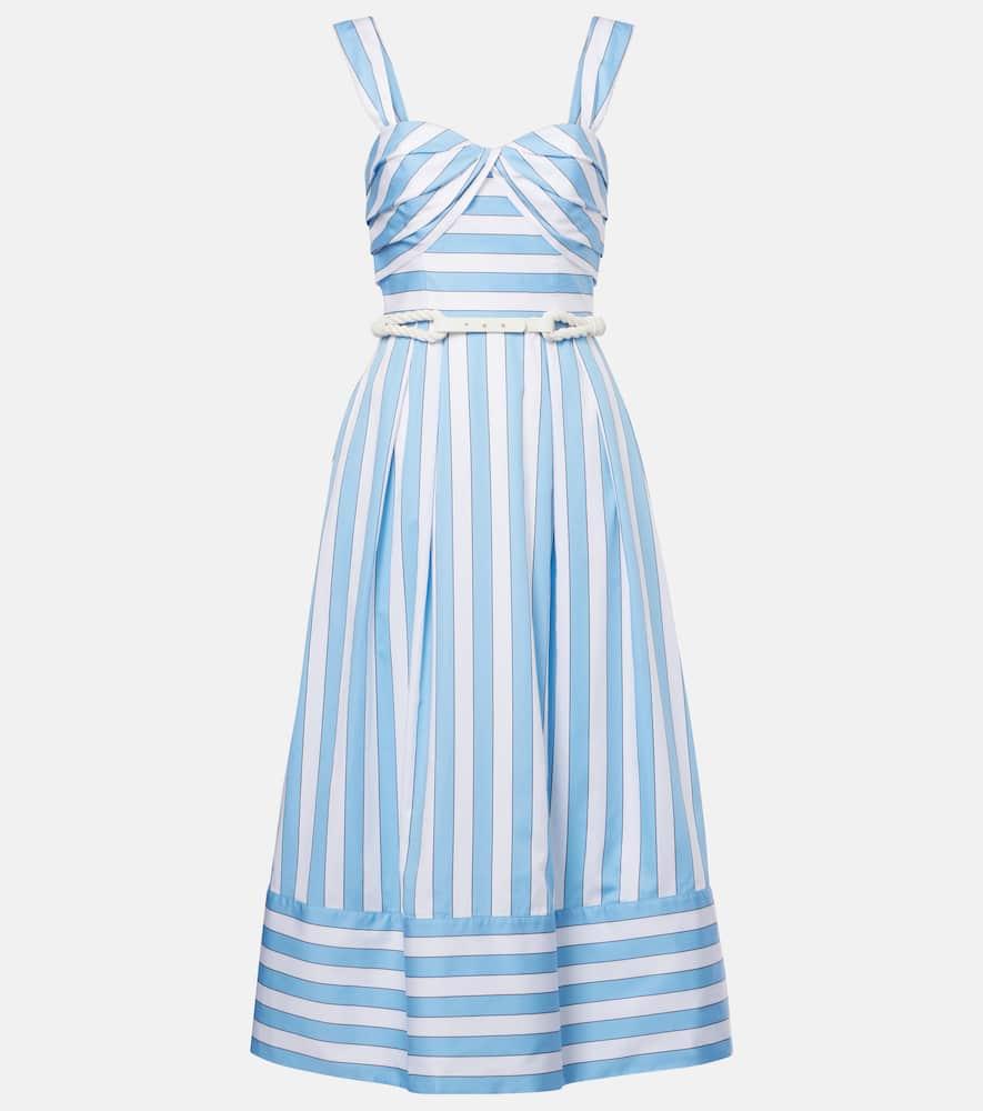 rebecca vallance nilah striped belted cotton midi dress