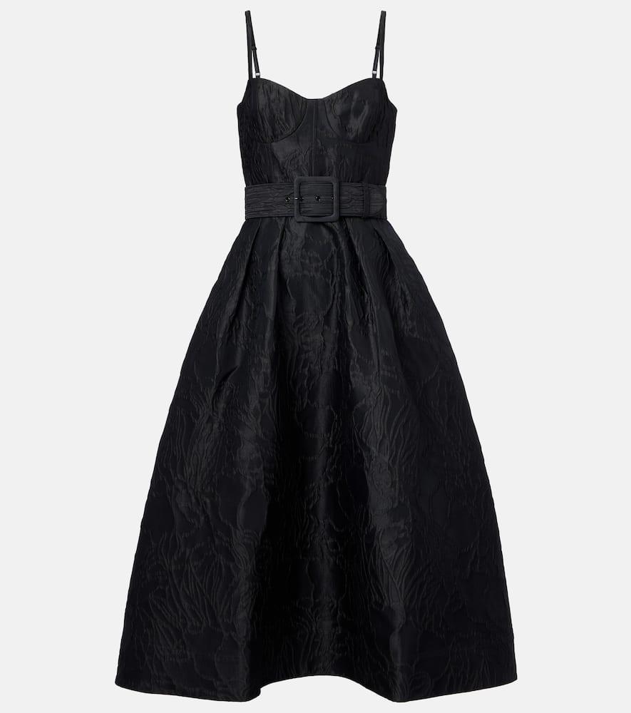 rebecca vallance petra belted jacquard bustier dress
