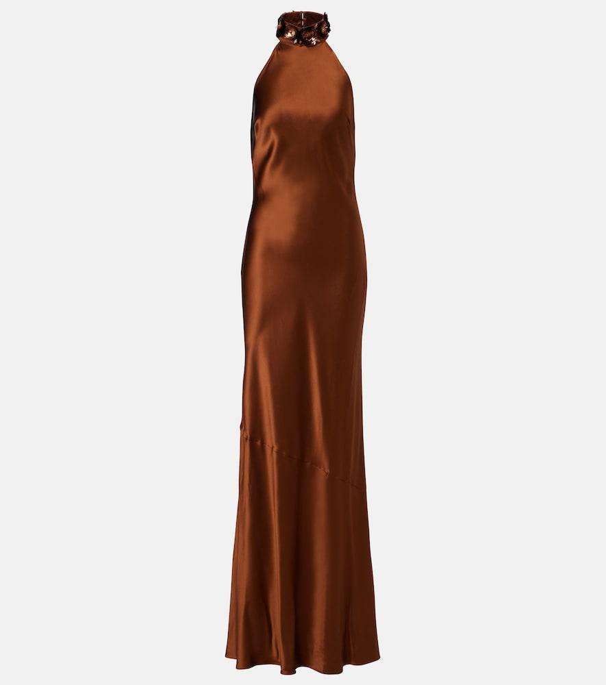 rebecca vallance phoenix embellished silk satin gown
