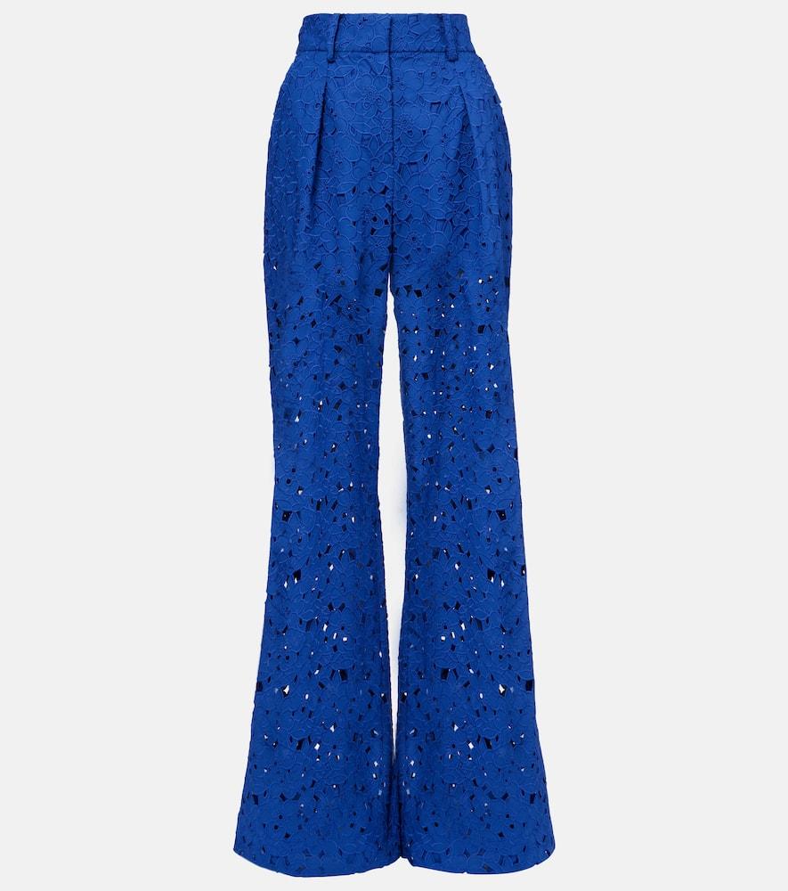 rebecca vallance zaffre broderie anglaise cotton flared pants
