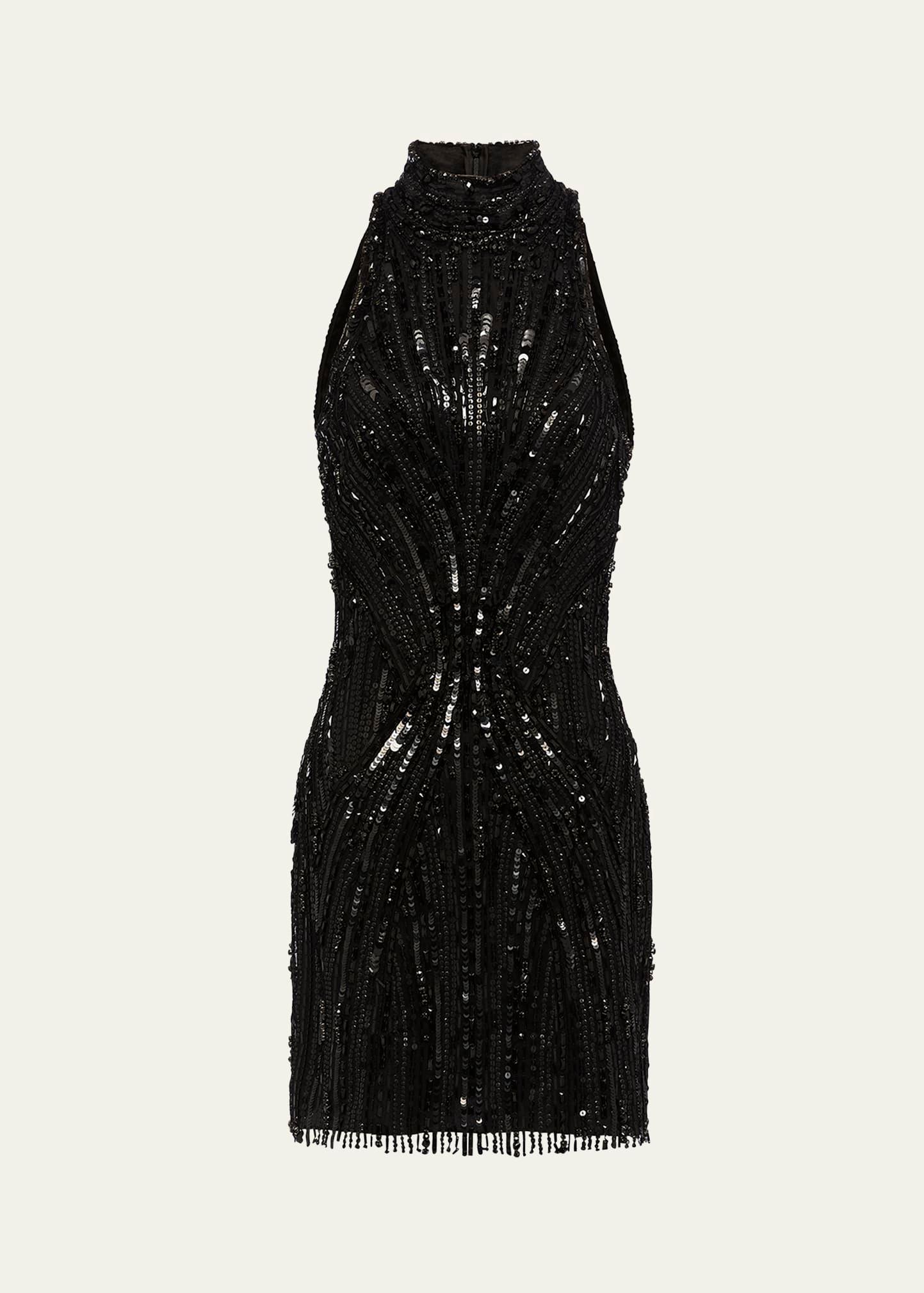 rebel halter crystal sequined mini dress