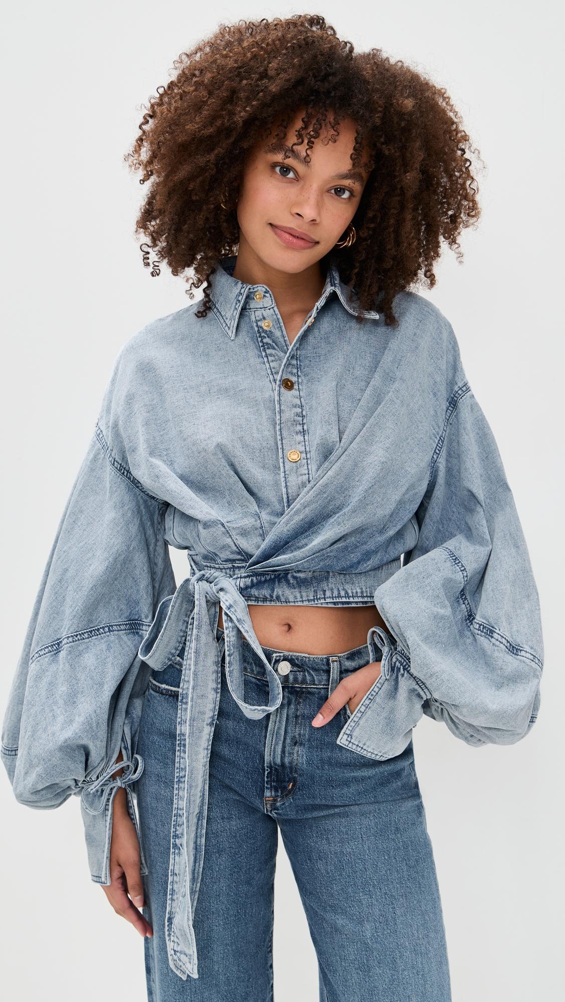 rebellion denim wrap top