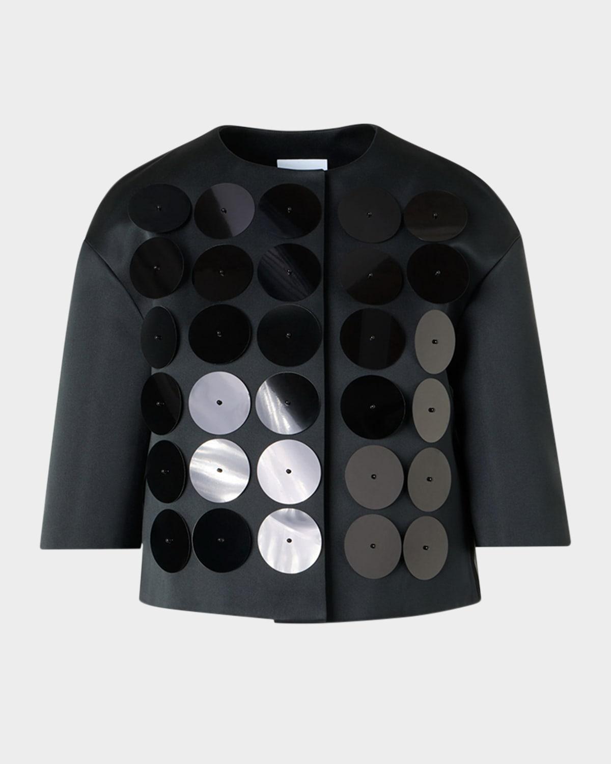 record dot embellished techno taffeta jacket
