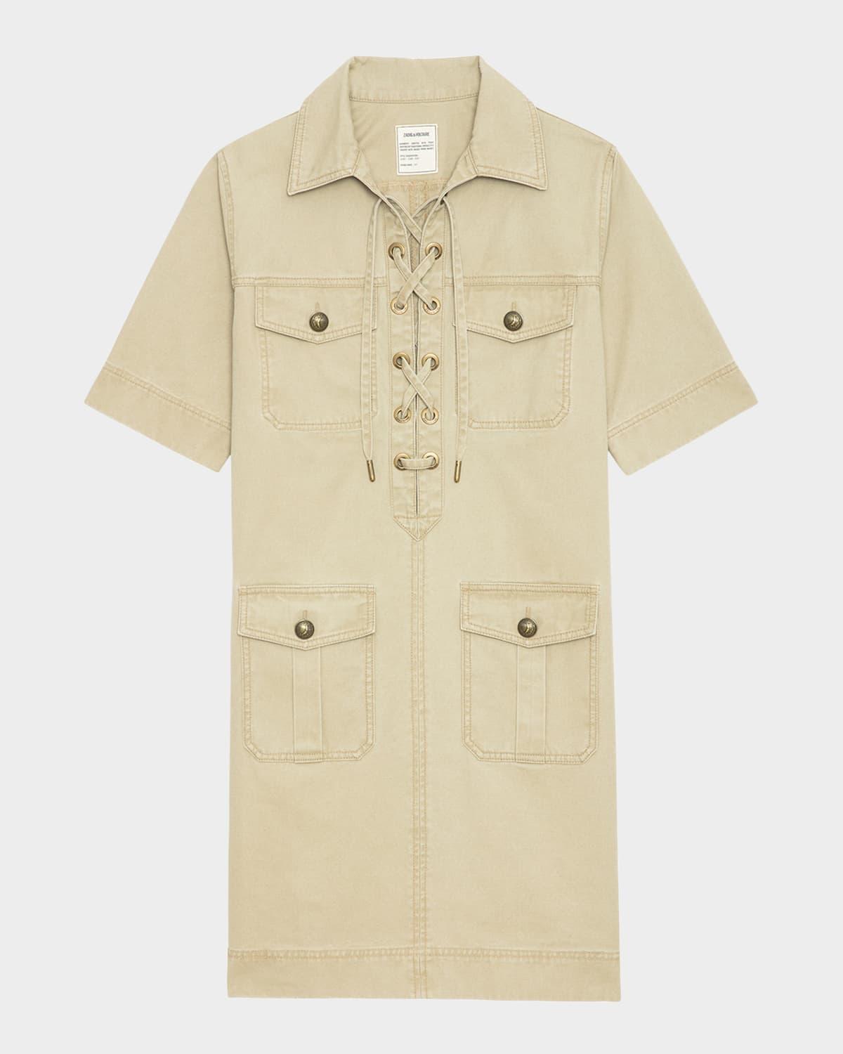 record lace-up mini dress
