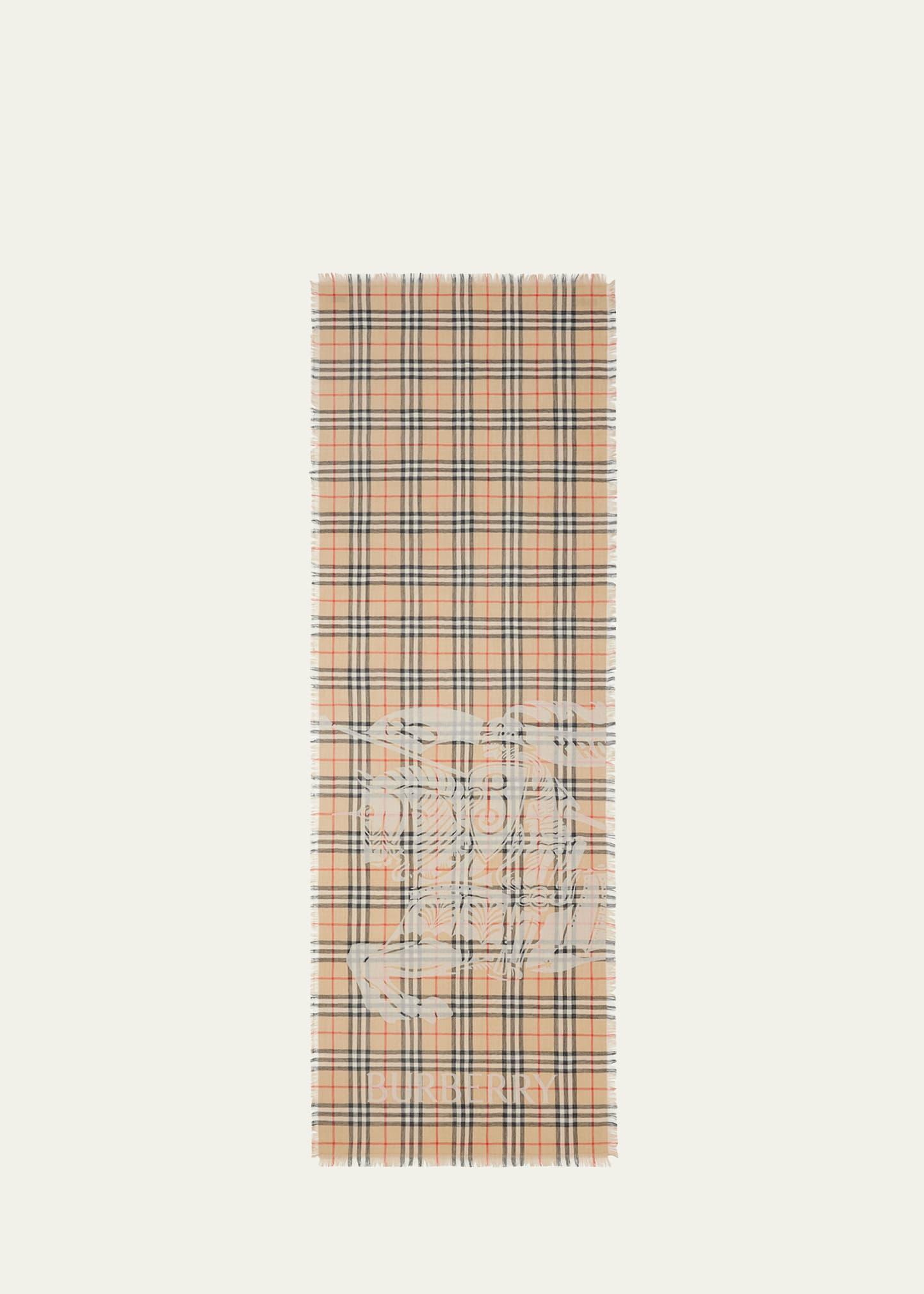 rectangular ekd check-print wool scarf