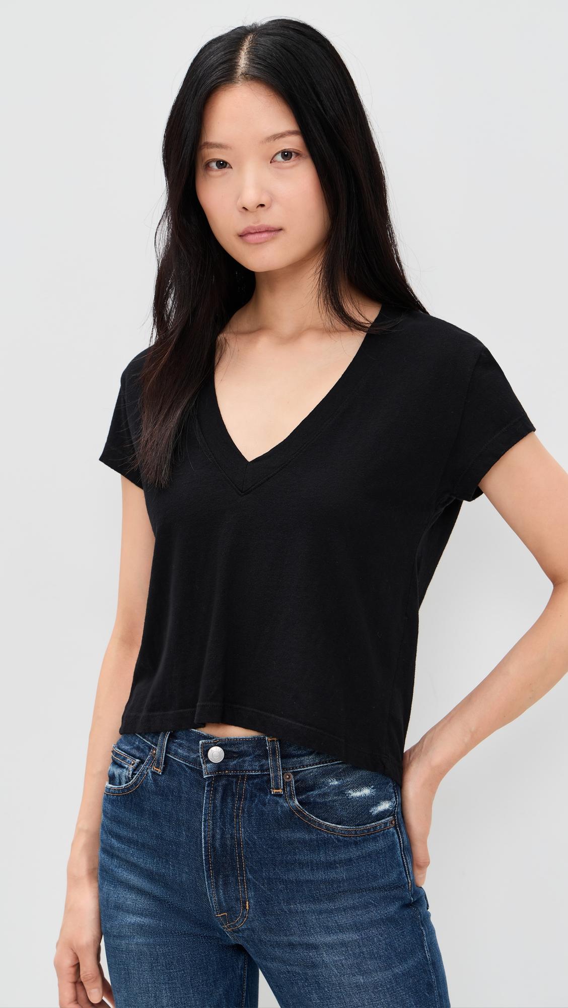 recycled cotton v neck tee