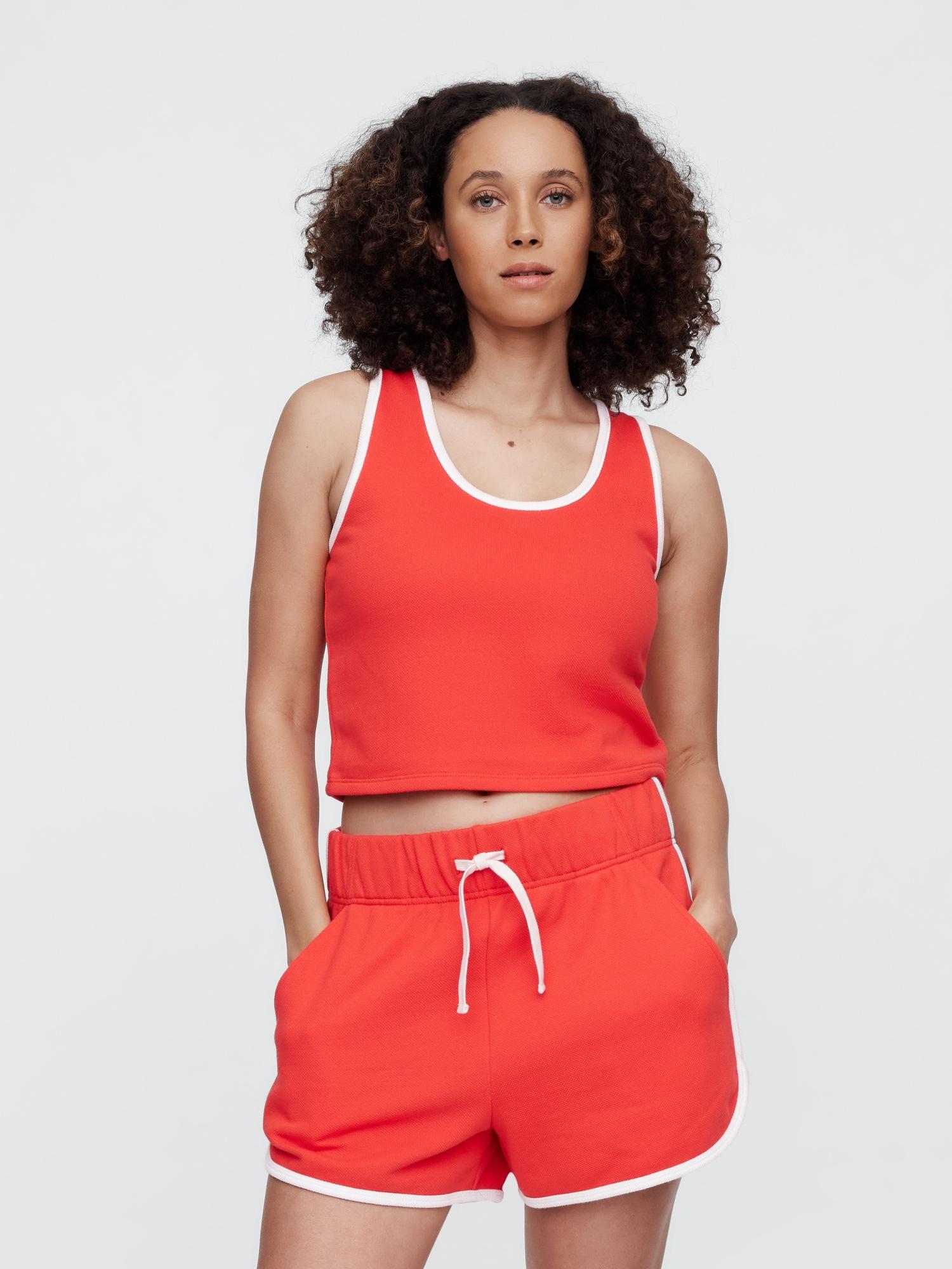 recycled cropped pique tank top