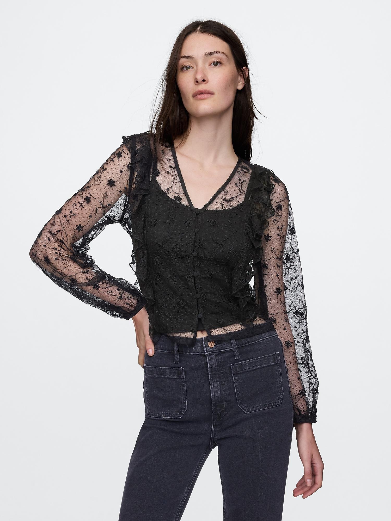 recycled lace ruffle top