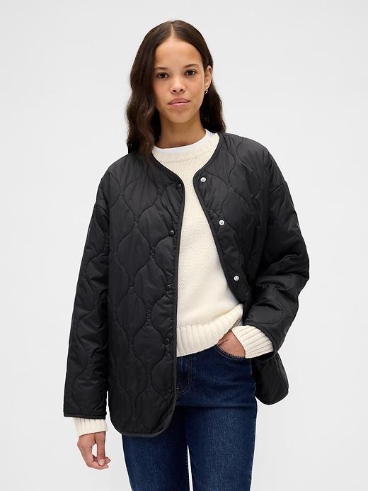 recycled lightweight oversized quilted liner jacket