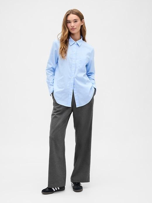 recycled mid rise easy wide-leg pants